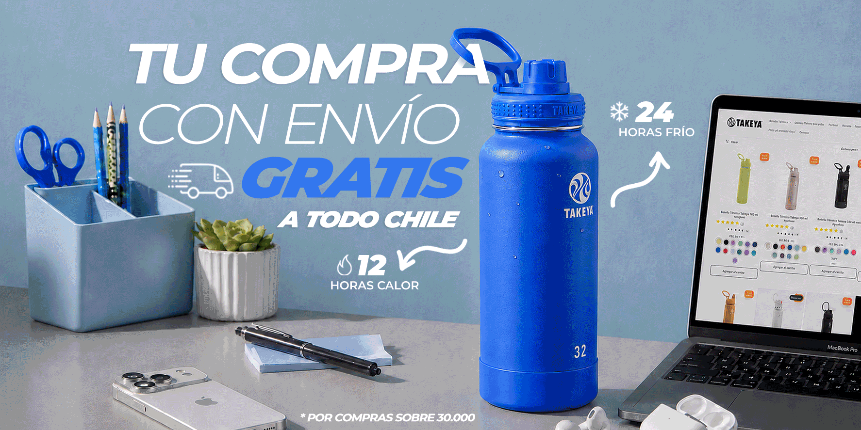 Botellas térmicas Takeya Chile - Personaliza tu botella con grabado
