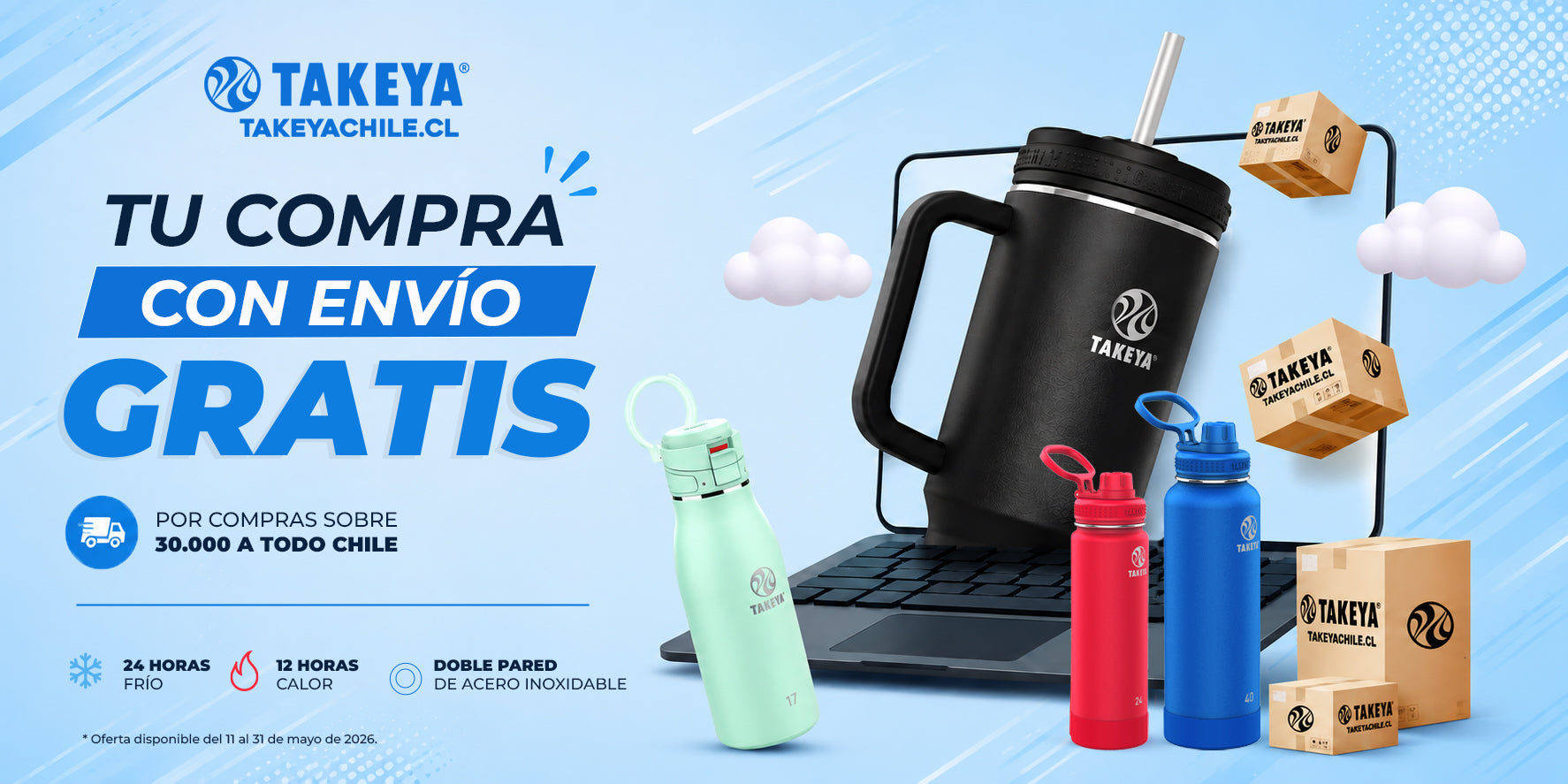 Botellas térmicas Takeya Chile - Personaliza tu botella con grabado
