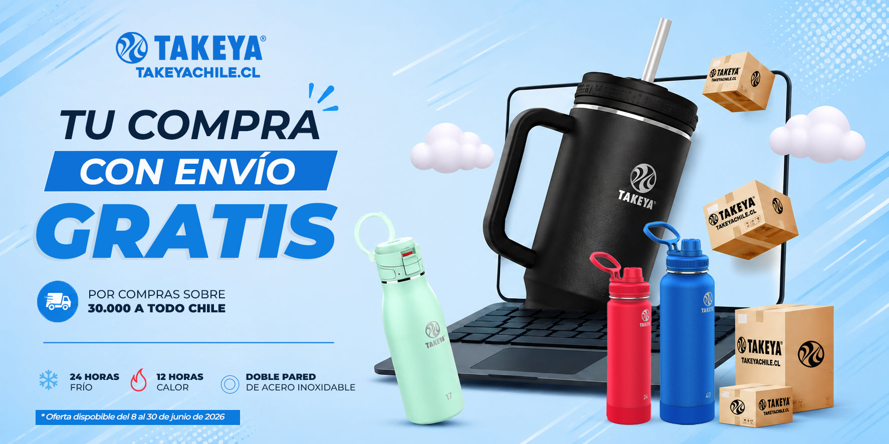 Botellas térmicas Takeya Chile - Personaliza tu botella con grabado